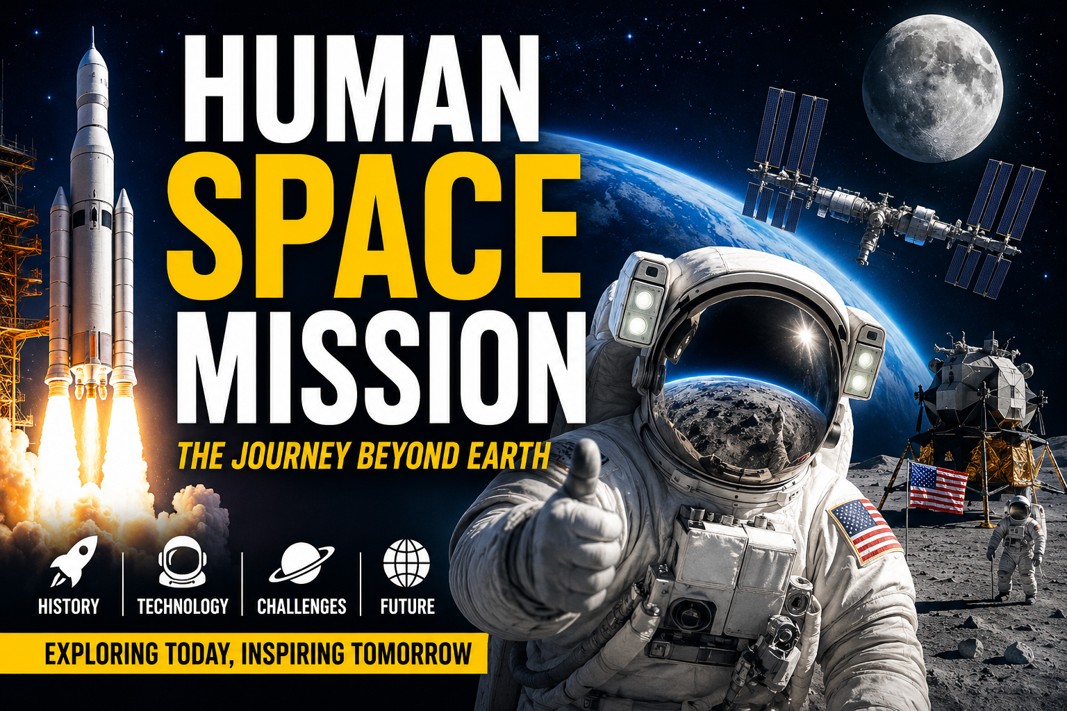 Human Space Mission, Human Spaceflight, Space Exploration, NASA Missions, Moon Landing, Mars Mission, Astronaut Training, Artemis Program, International Space Station, SpaceX Human Mission, Lunar Base, Mars Colonization, Deep Space Exploration, Space Technology, Future Space Missions, Space Tourism, Crew Dragon, Apollo 11, Yuri Gagarin, Human Journey to Mars, Space Science, Astronaut Life, Commercial Spaceflight, Space Research, Human Exploration Beyond Earth.